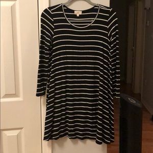 Anthropologie XS petite black striped dress
